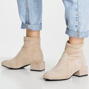 Faux suede zip boots